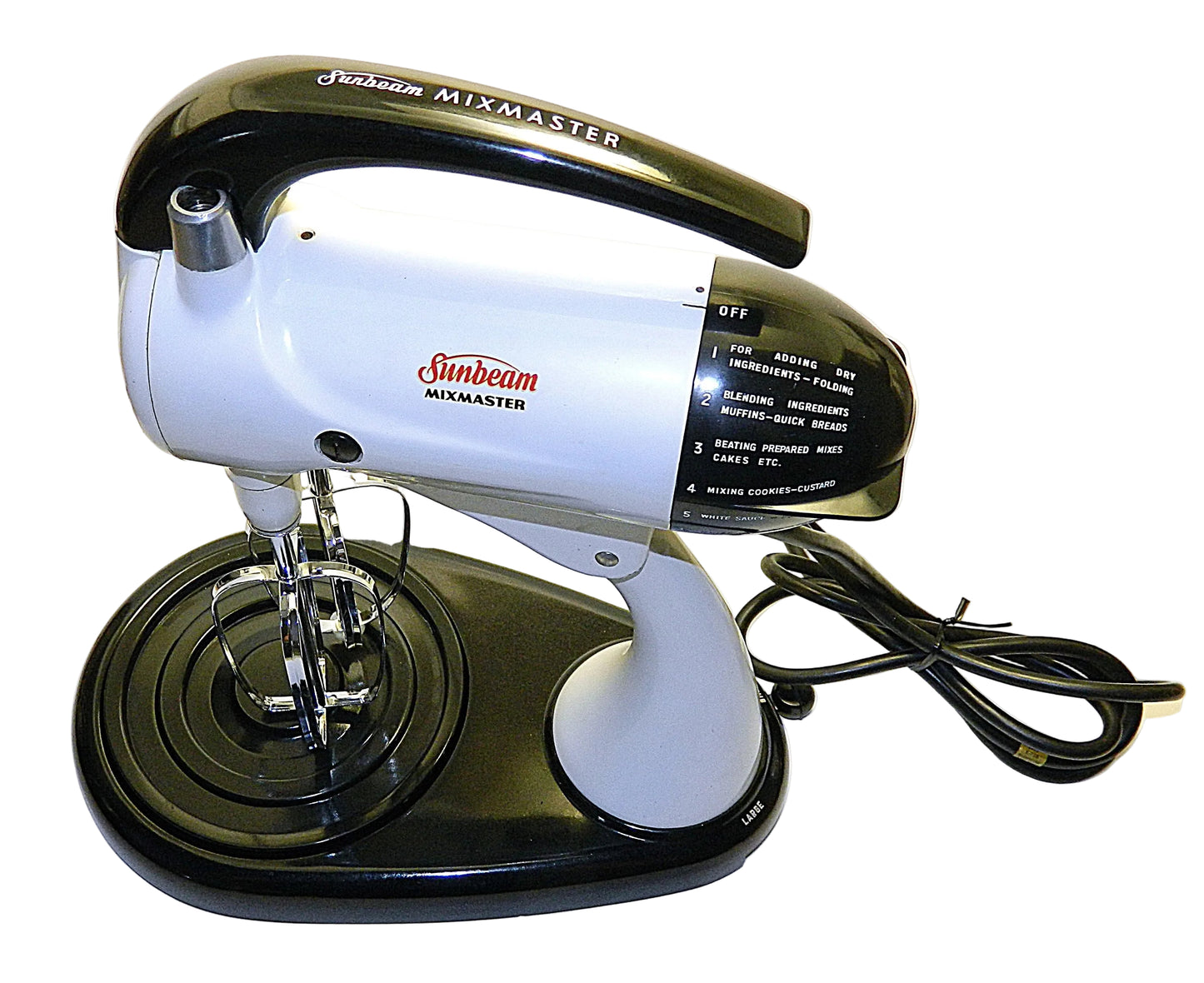 Sunbeam Mixmaster stand mixer on a white background