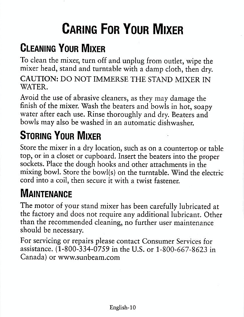 Mixmaster Manual For Heritage FPSBSM21XX Models - (Download)