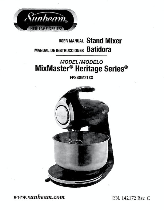 Mixmaster Manual For Heritage FPSBSM21XX Models  - (Download)