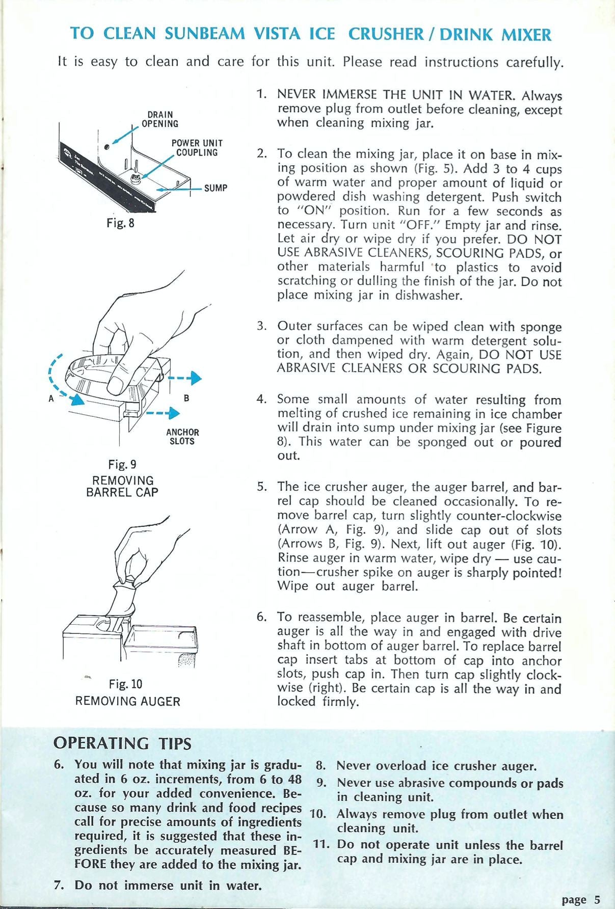 Sunbeam Manual For Vista Joe The Barman Model VDM-A - (Download)