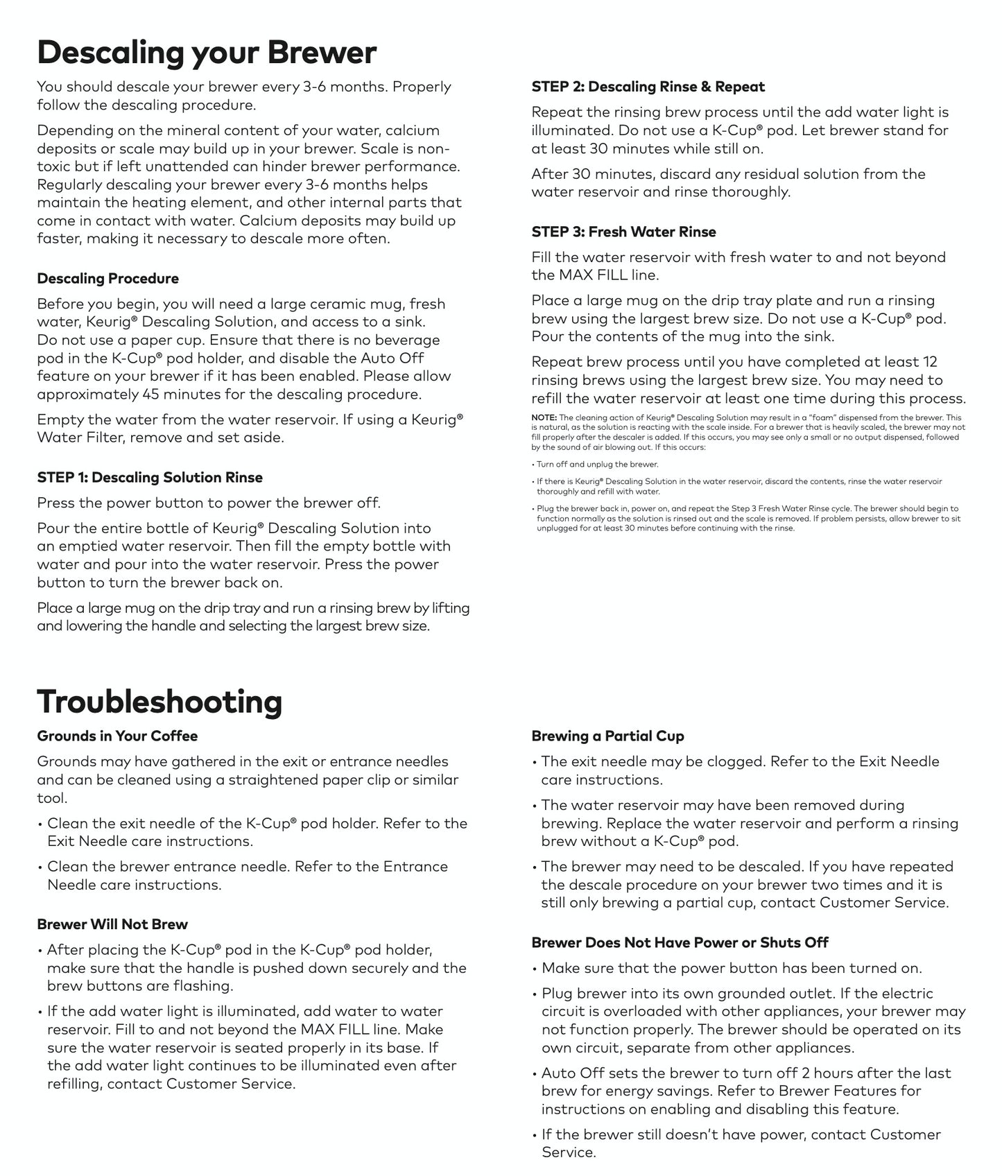 Keurig K55 Single Serve K-Cup Pod Coffee Maker Manual  (Download)