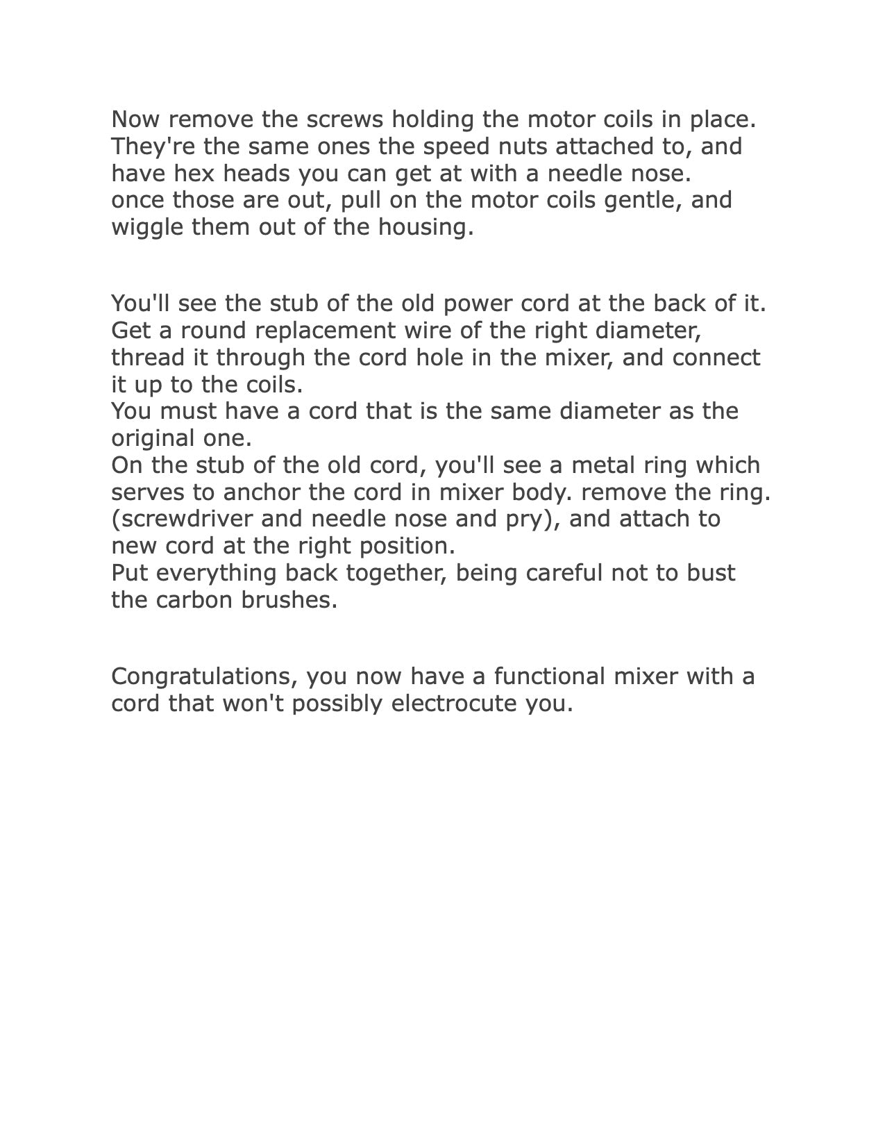 Mixmaster Junior Power Cord Replacement Guide - (Download)