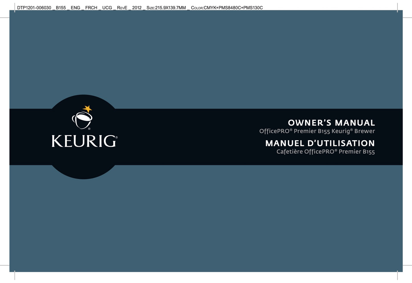 Keurig OfficePRO® Premier B155 Keurig® Brewer Coffee Maker Manual  (Download)