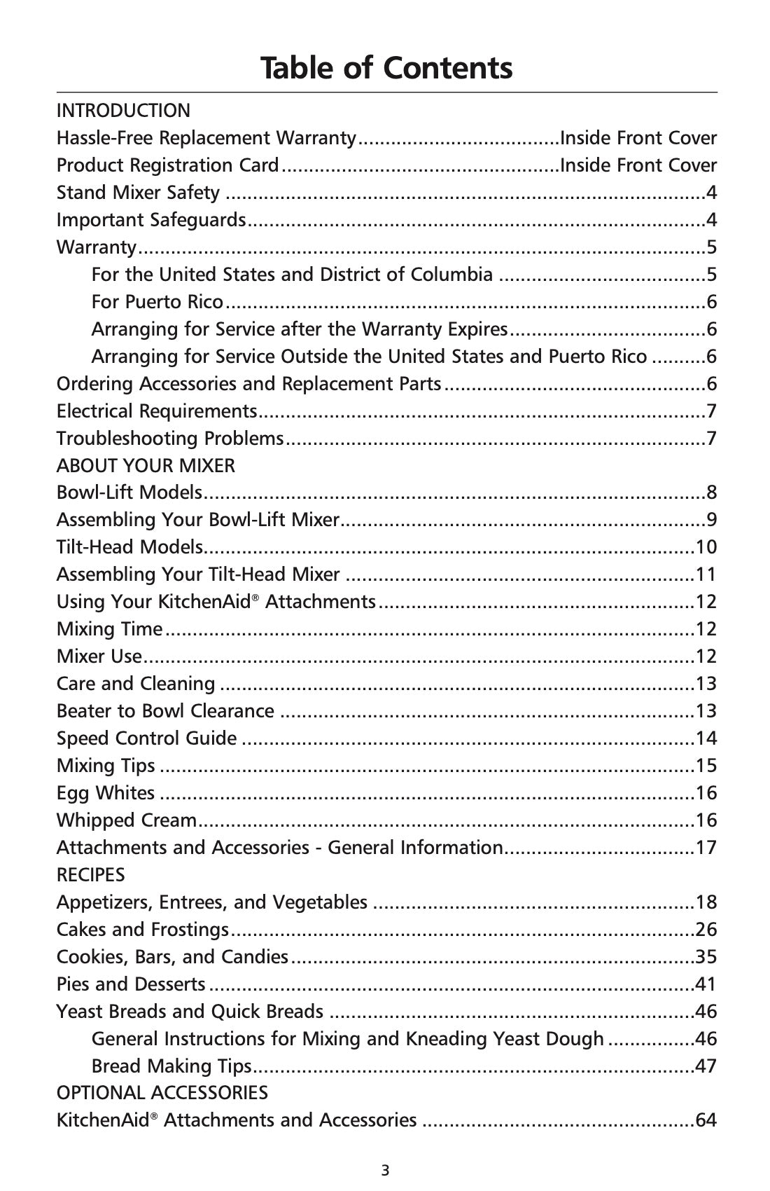 KitchenAid Owners Manual For Bowl Lift & Tilt Head Models - (Download)
