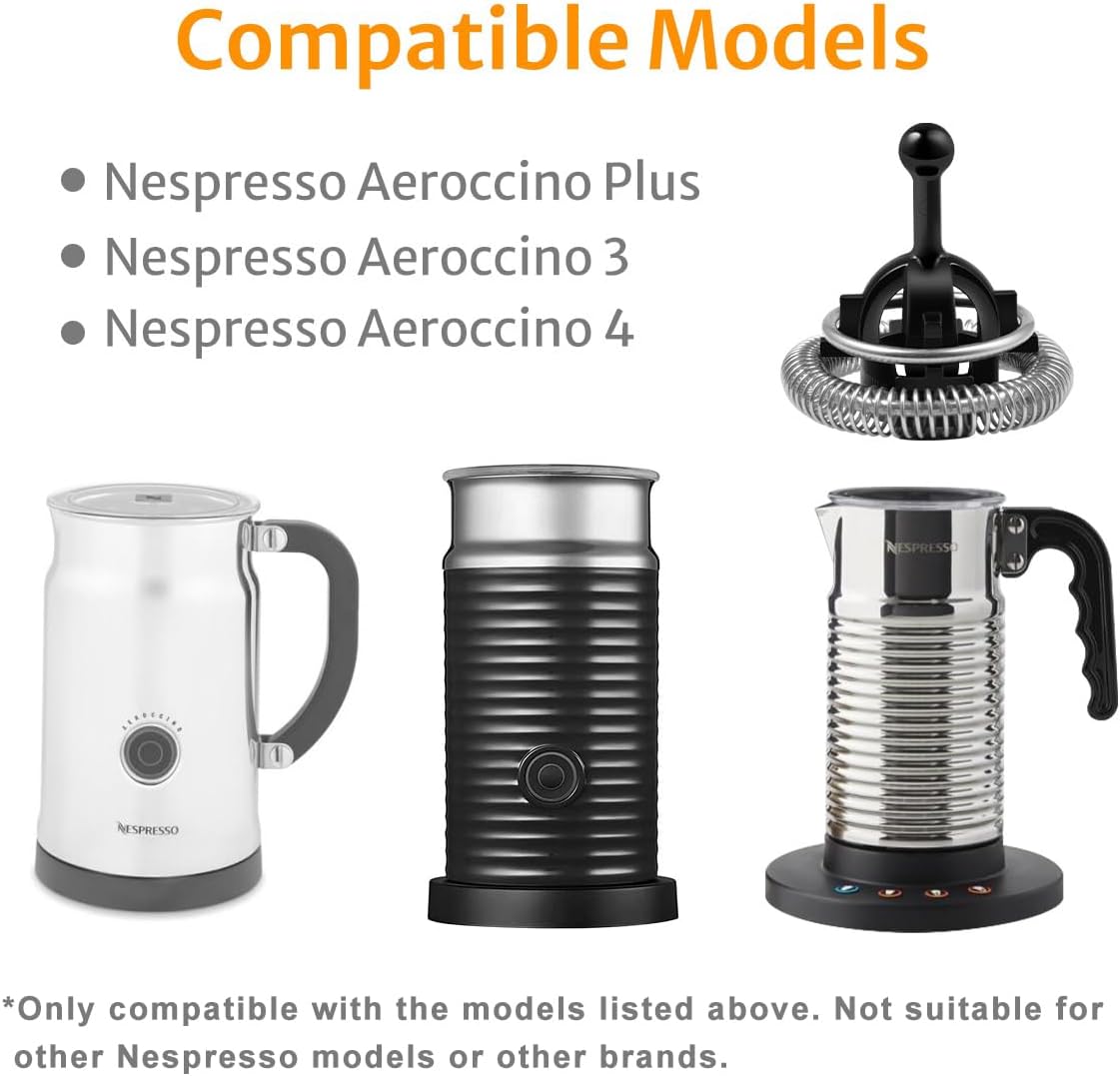 Nespresso milk frother compatibility chart with three models shown.