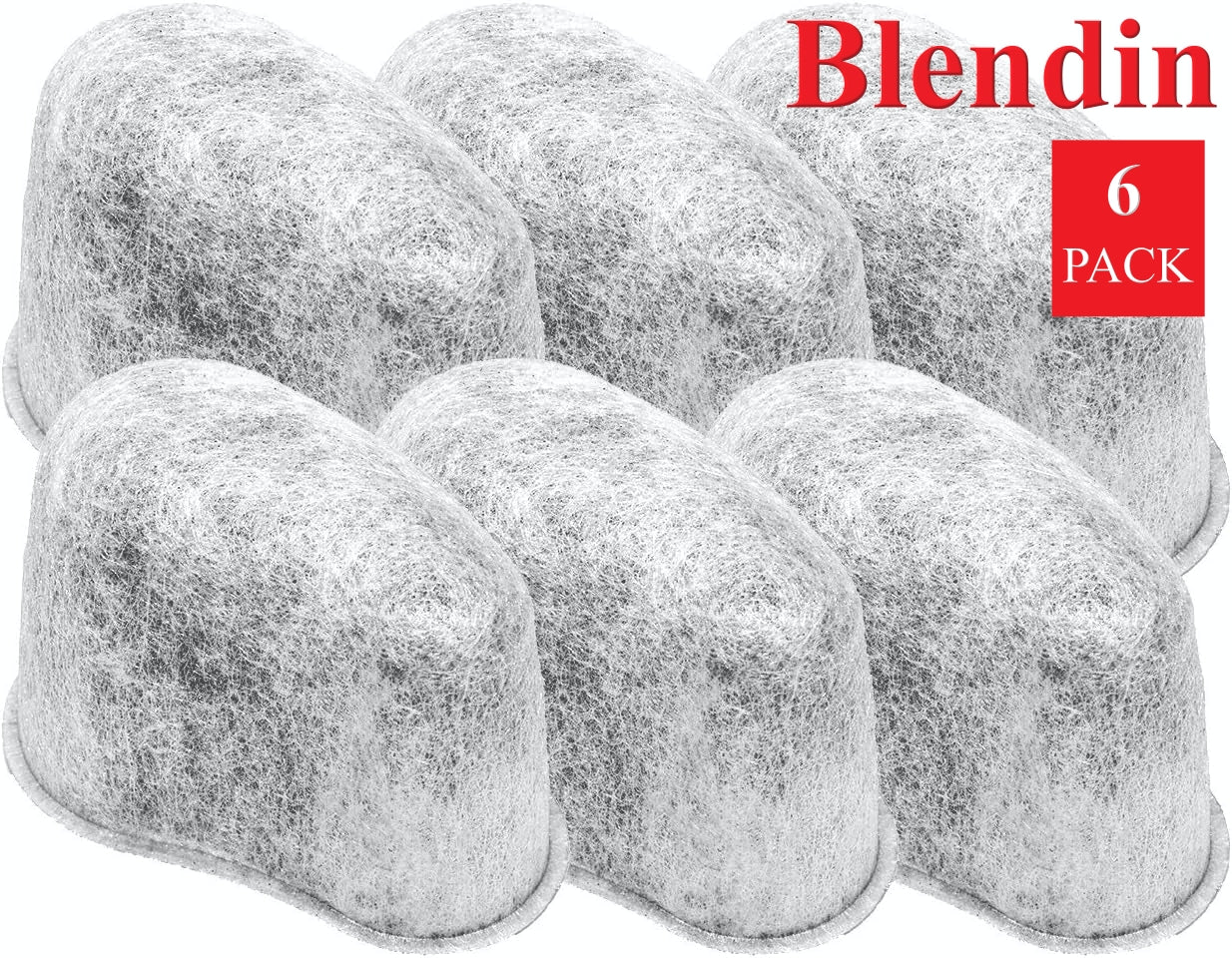 Blendin F47200 Charcoal Water Filters Compatible with Krups Coffee Makers, 6 Pack