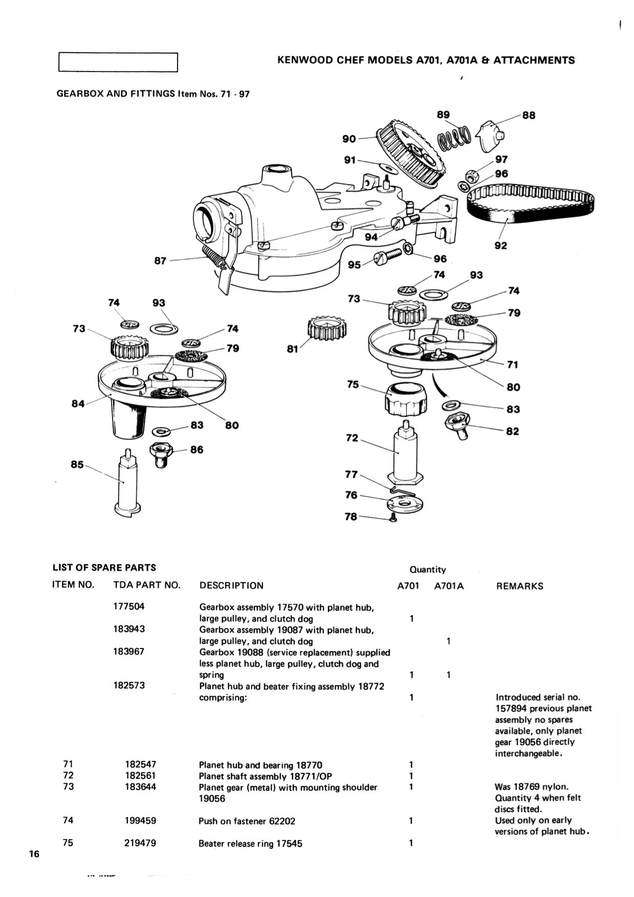 Kenwood Service Manual For Chef Models A.701 / A.701A - (Download)