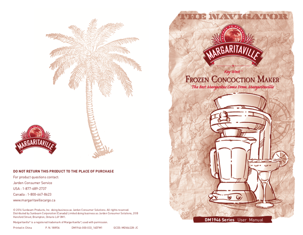 Margaritaville Drink Mixer Manual - Model 1946 - (Download)