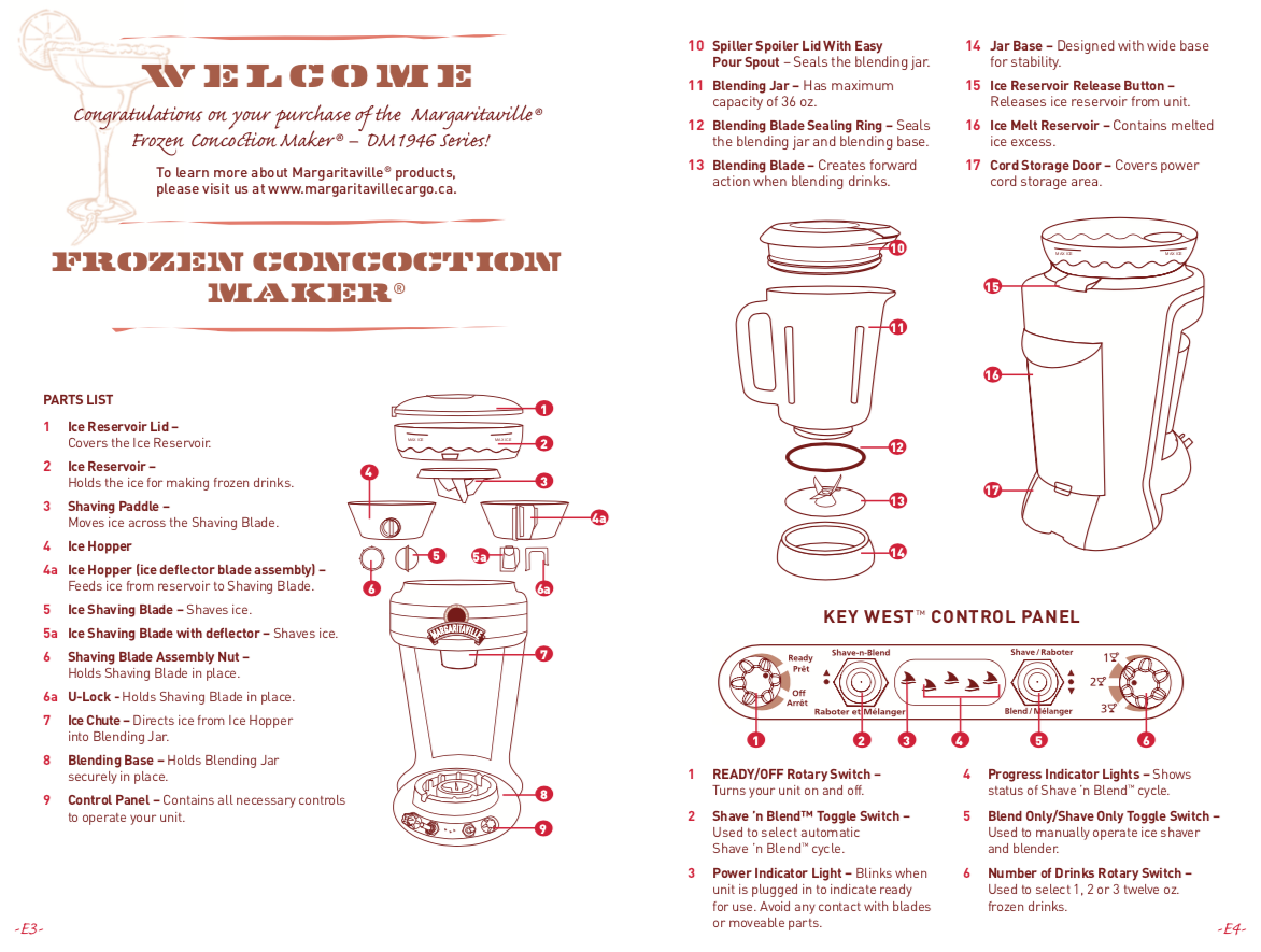 Margaritaville Drink Mixer Manual - Model 1946 - (Download)