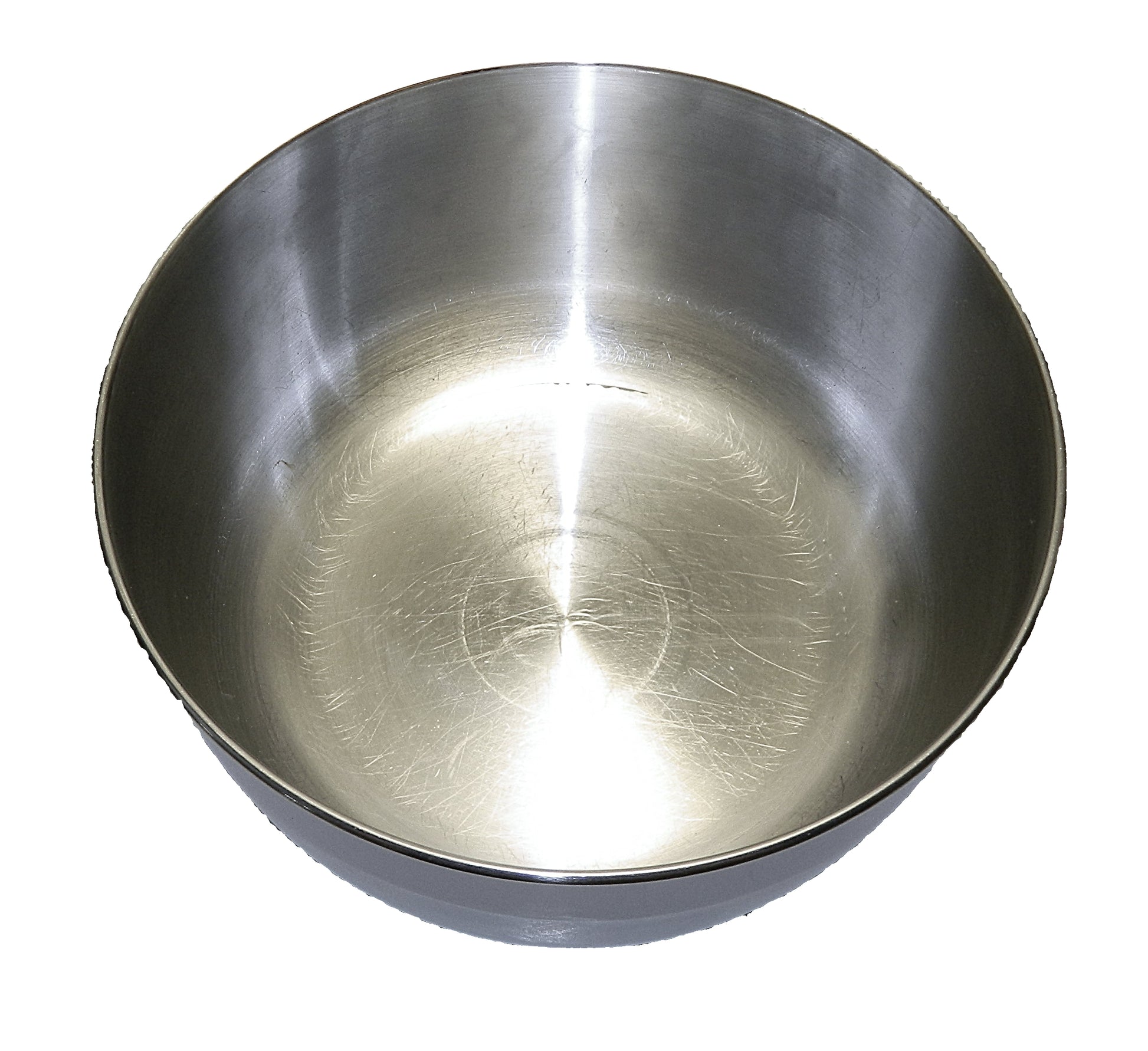 Stainless steel bowl on a white background