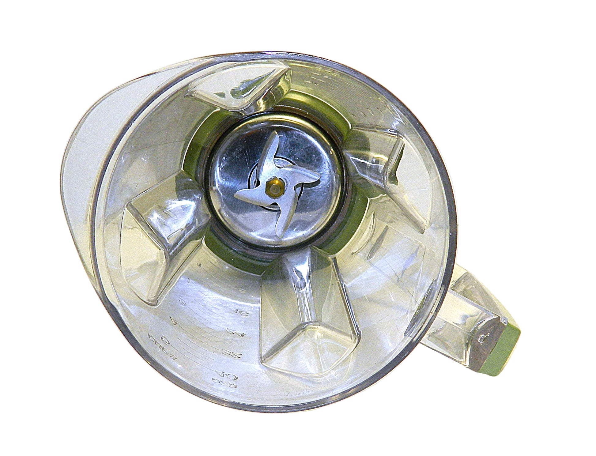 Blender blade with clear plastic housing on a white background