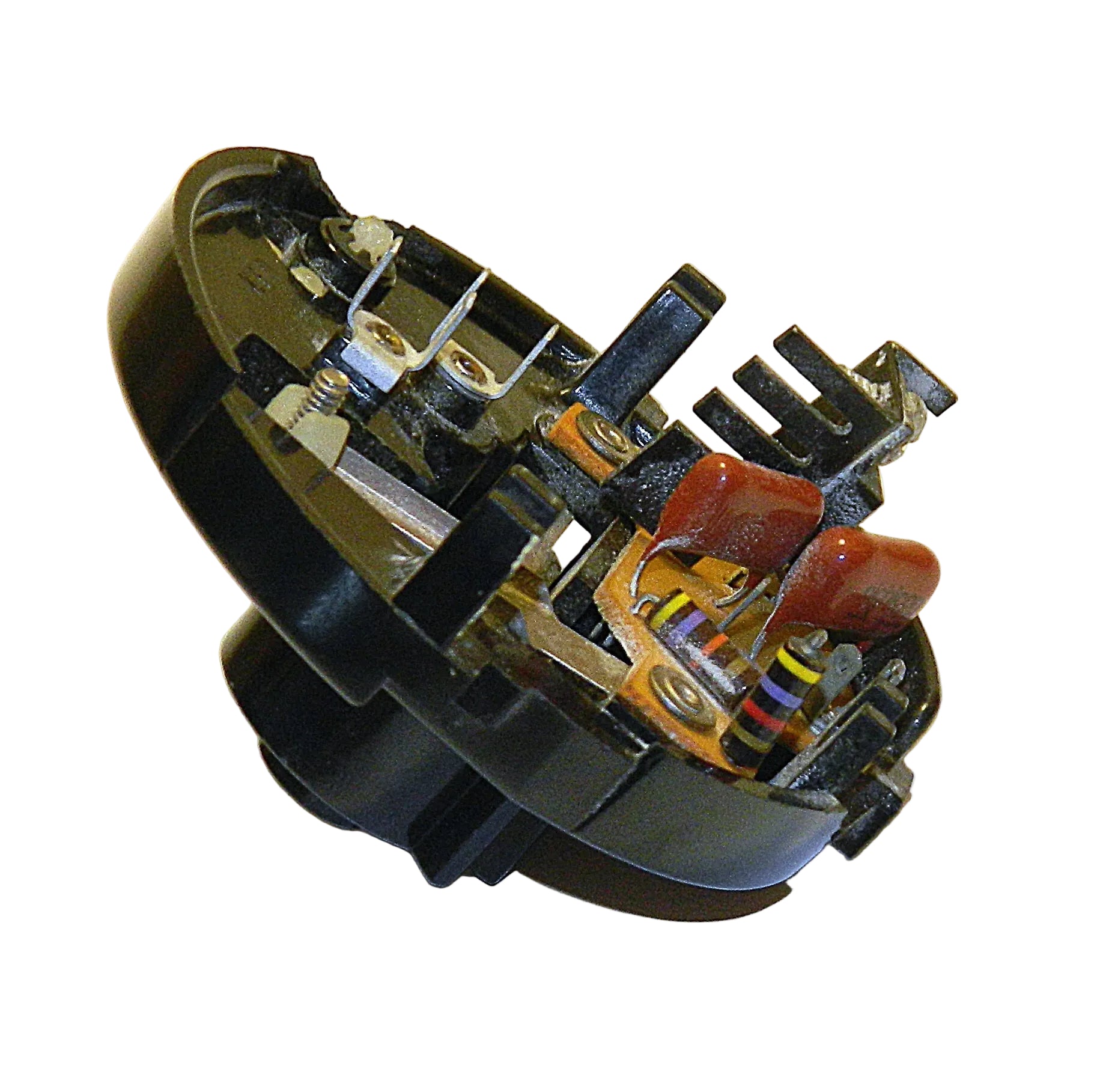 Close-up of an electronic component on a white background