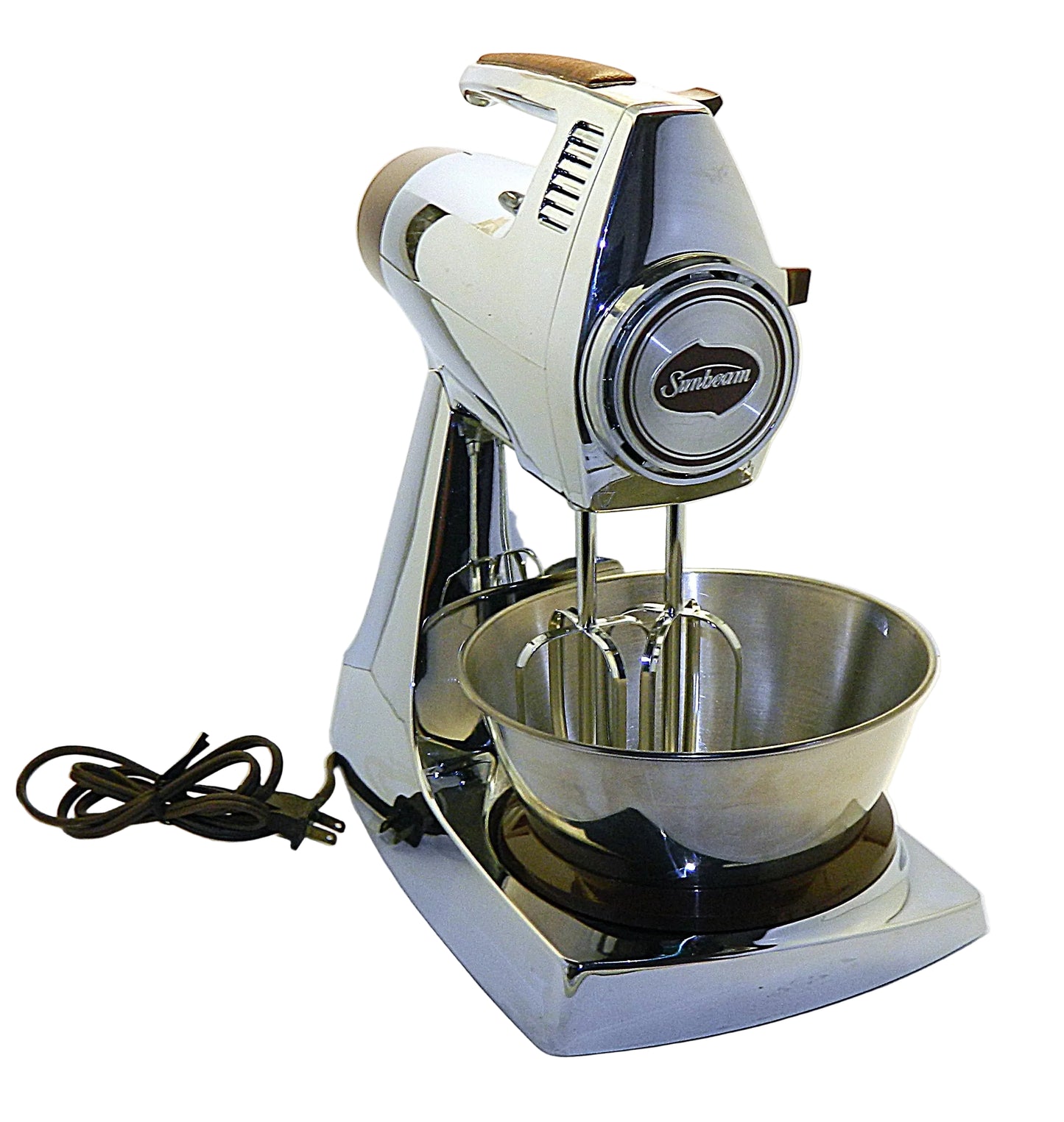 Vintage Sunbeam stand mixer on a white background