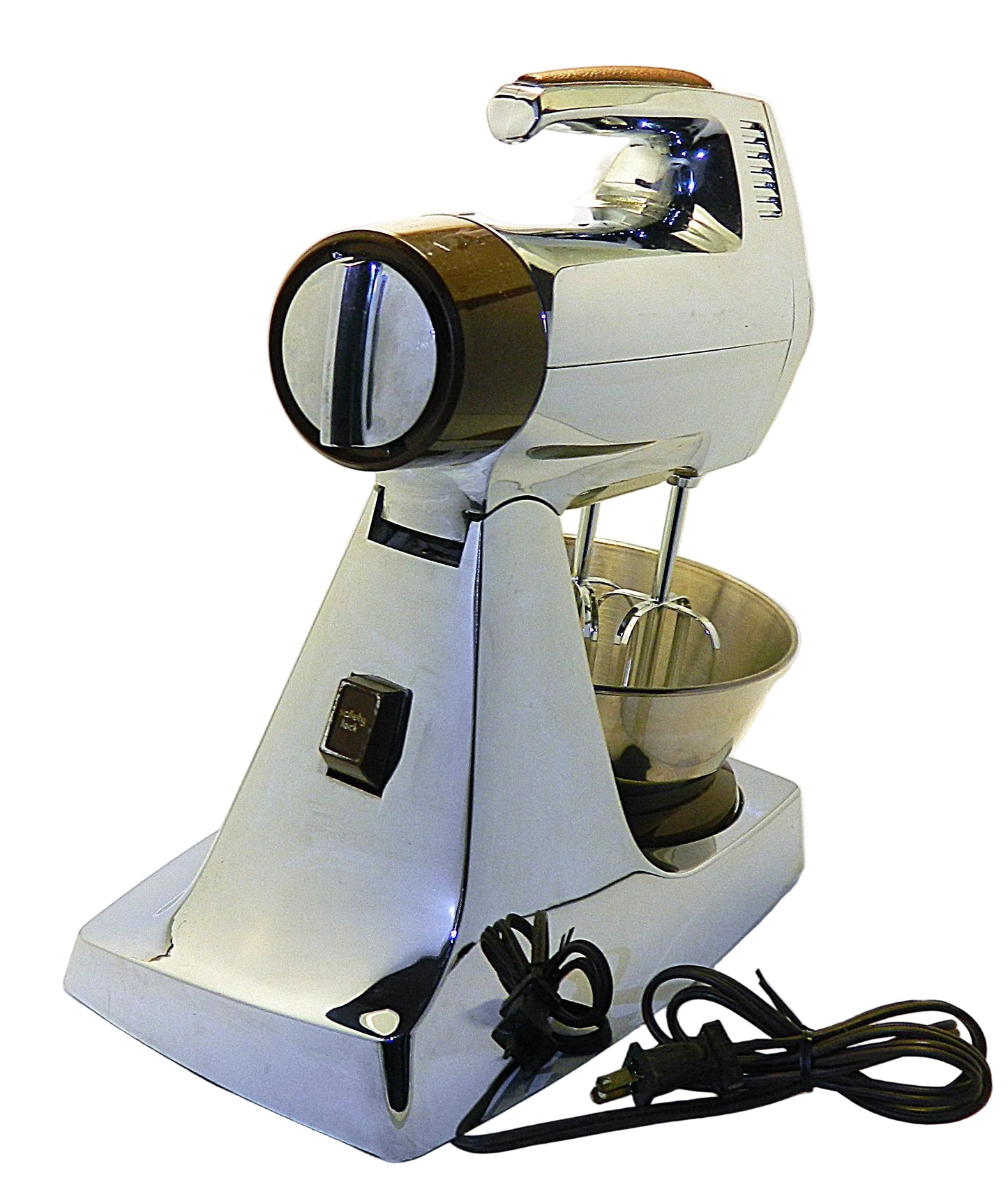 Vintage stand mixer with a bowl on a white background