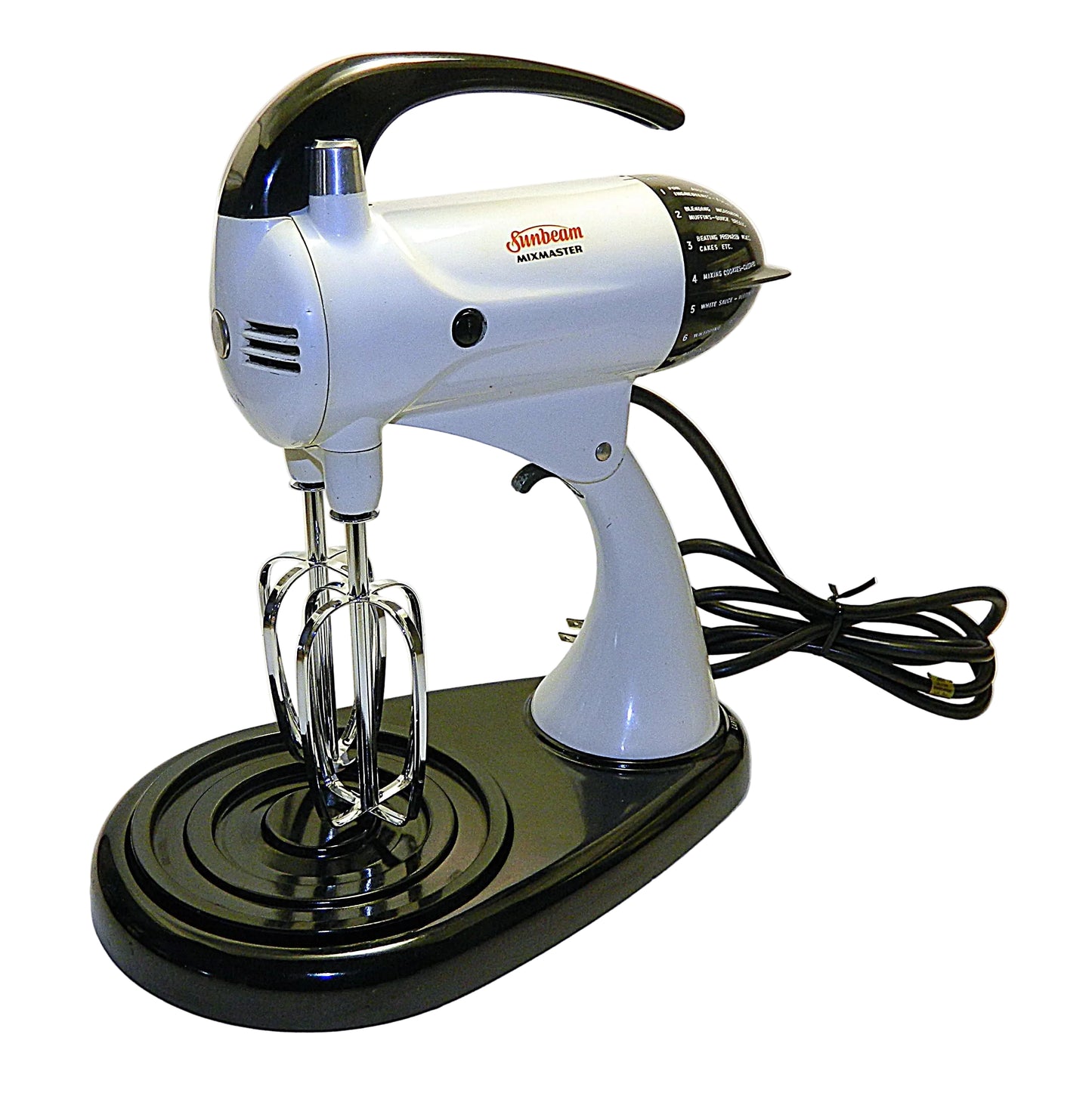 Sunbeam Mixmaster stand mixer on a white background