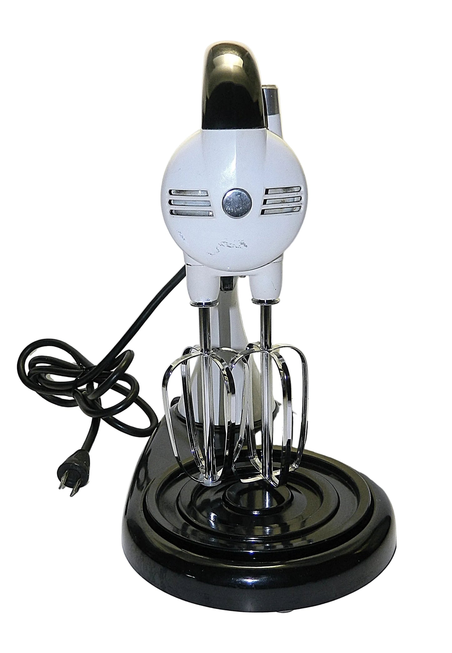 Vintage electric mixer on a white background