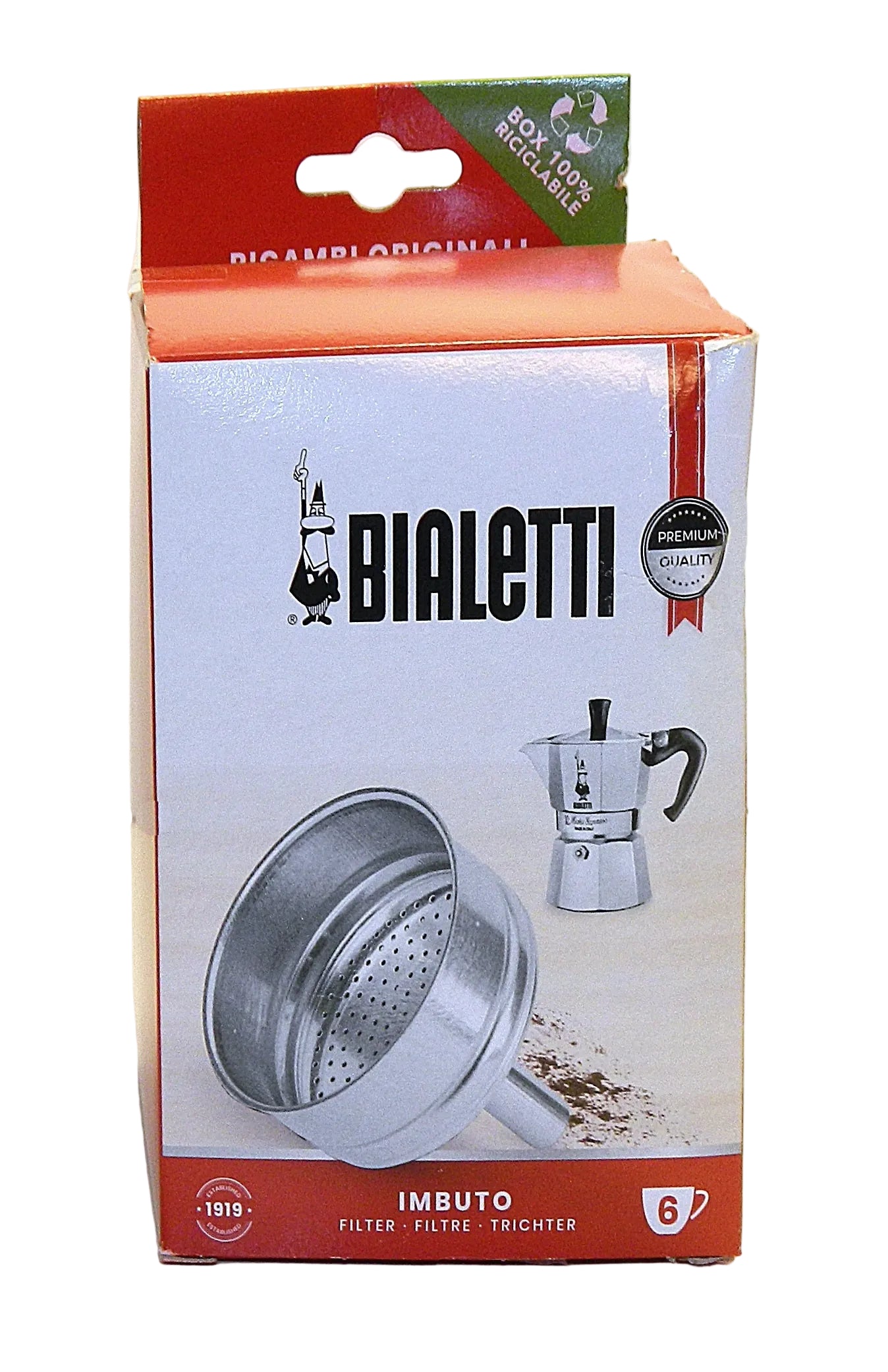 Bialetti coffee filter packaging on a white background