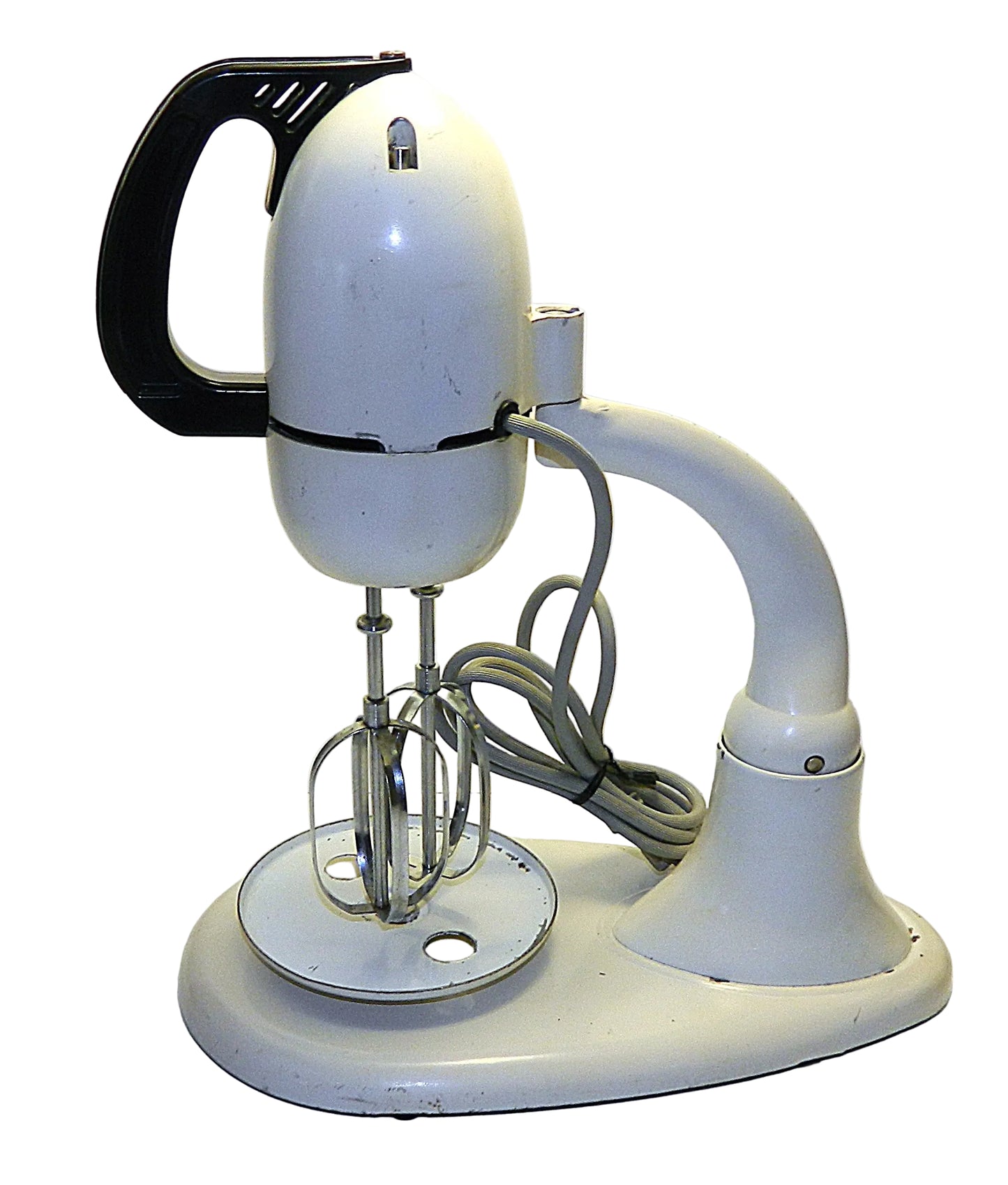 Vintage electric mixer on a white background