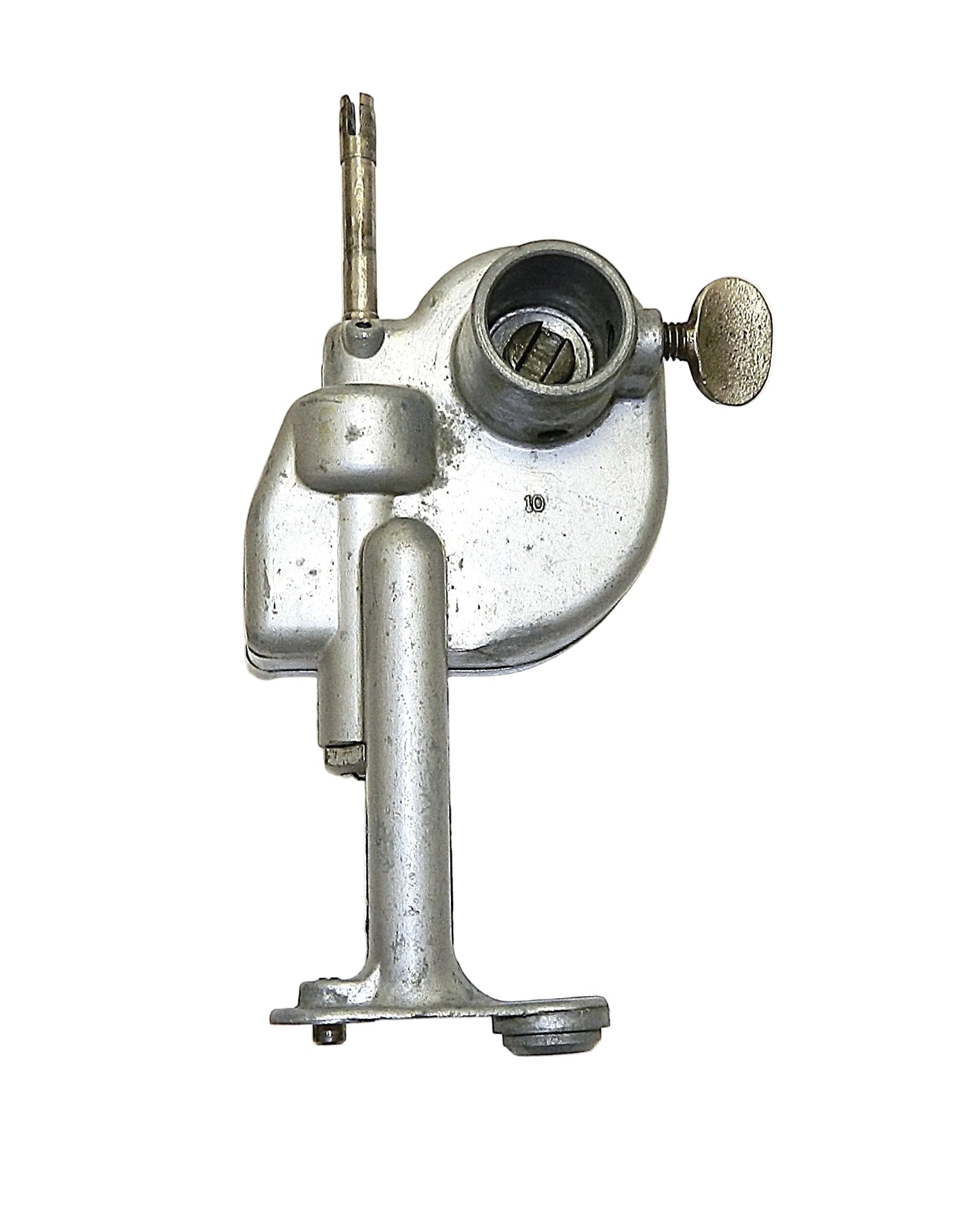 Metallic mechanical component on a white background