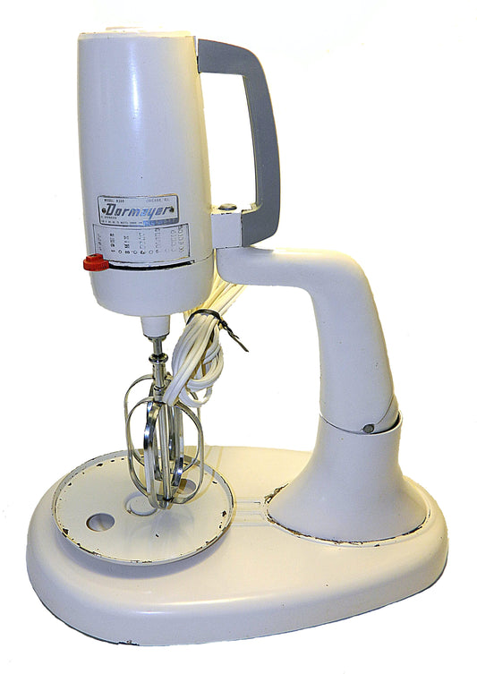 White stand mixer with Dormeyer branding on a white background