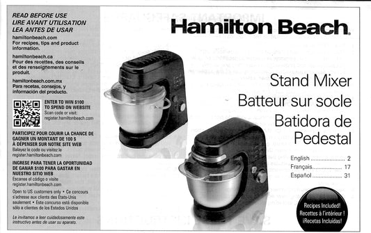 Hamilton Beach Manual For Model 63386,7,8,90-Type SM06 - (Download)