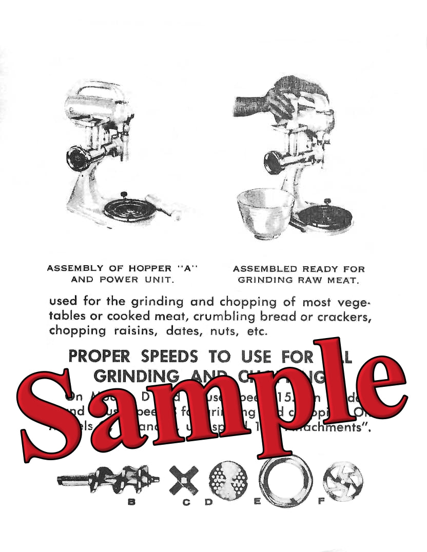 Hamilton Beach Meat Grinder/Food Chopper #2 MGC Instructions For Early Vintage Models (Download)