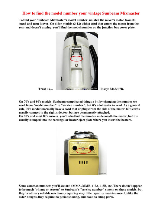 How to find your Mixmaster model number  - (Download)