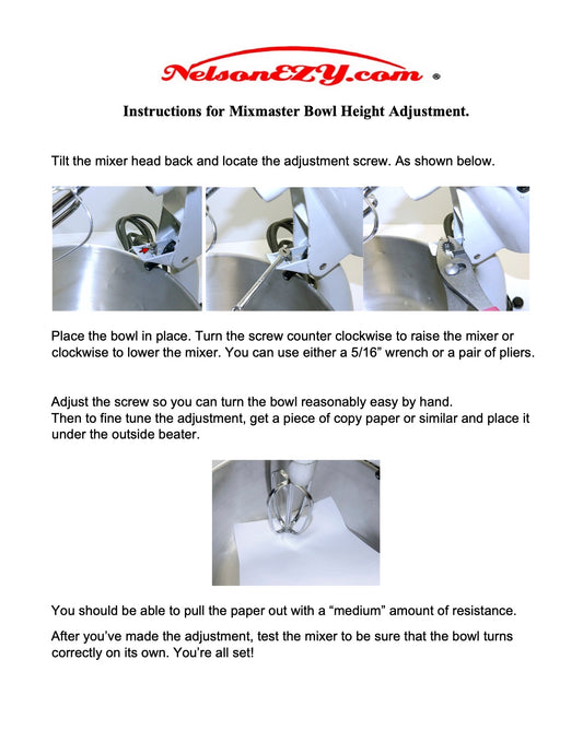 How to Adjust The Height of Your Mixmaster - (Download)