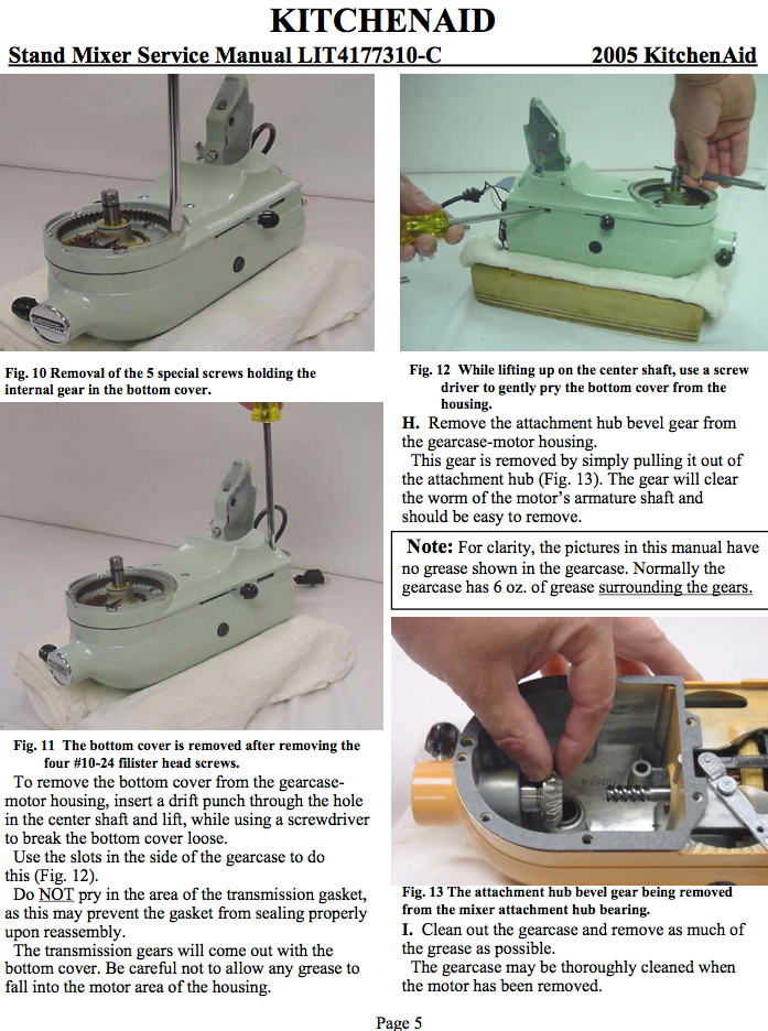 KitchenAid Service Manual For K45SS,KSM90,KPM50 and Many Others - (Download)