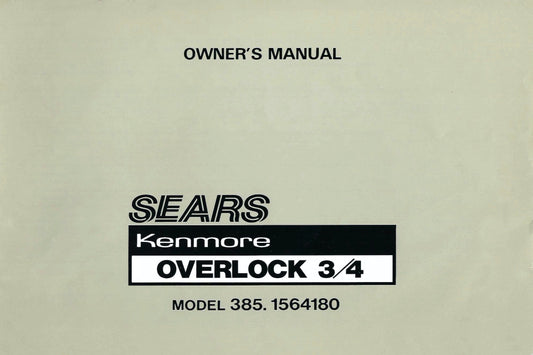 Cover of Sears Kenmore Overlock 3/4 owner's manual on a beige background