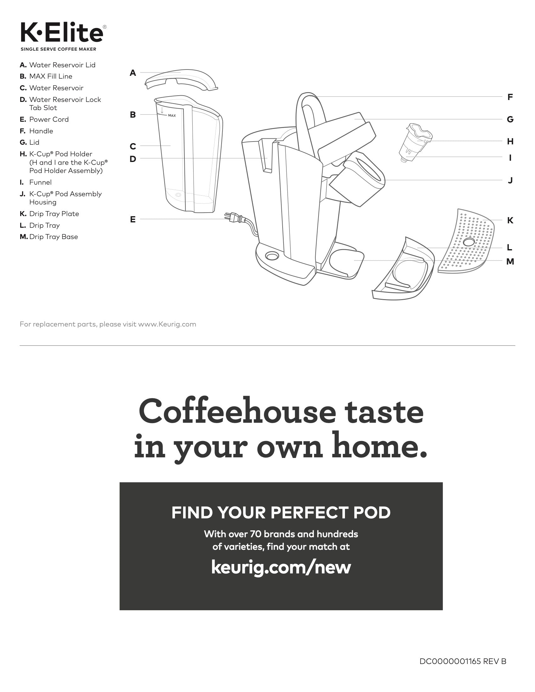 Keurig K-Elite K90 Single Serve K-Cup Pod Coffee Maker Manual  (Download)