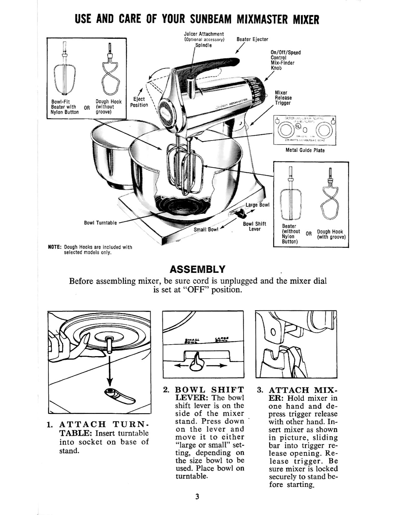 Mixmaster Manual For Sunbeam/Sunbeam Vista Models  1-7A, MMA and More - (Download)