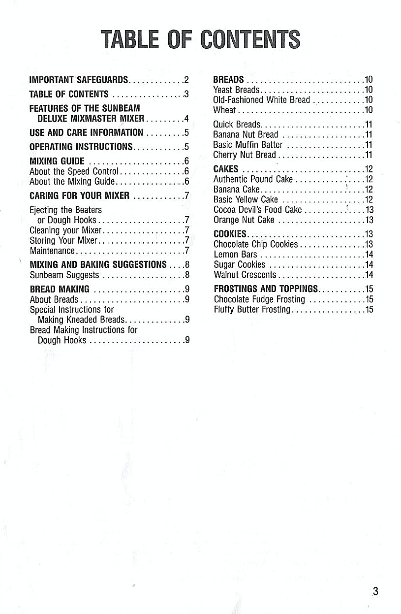 Mixmaster Manual For Model 01401 - (Download)