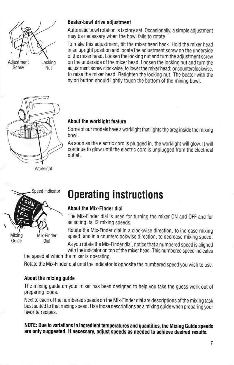 Mixmaster Manual For Sunbeam/Sunbeam Deluxe Models  - (Download)