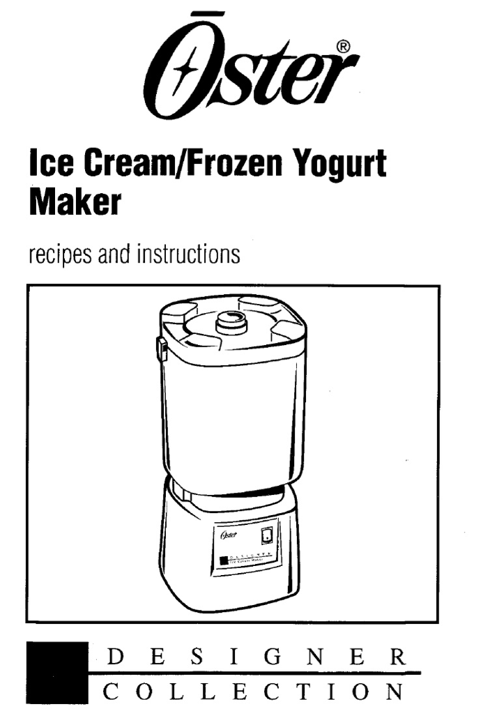 Oster Ice Cream Maker Manual - (Download)