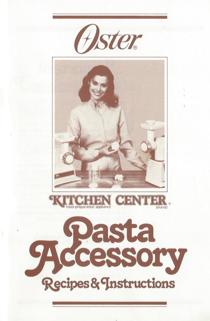 Oster Pasta Maker Manual - (Download)