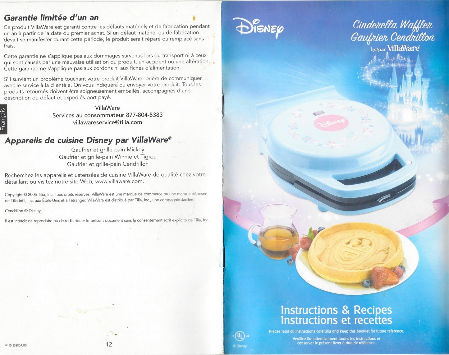 Villaware Cinderella Waffle Maker V55200 Manual - (Download)