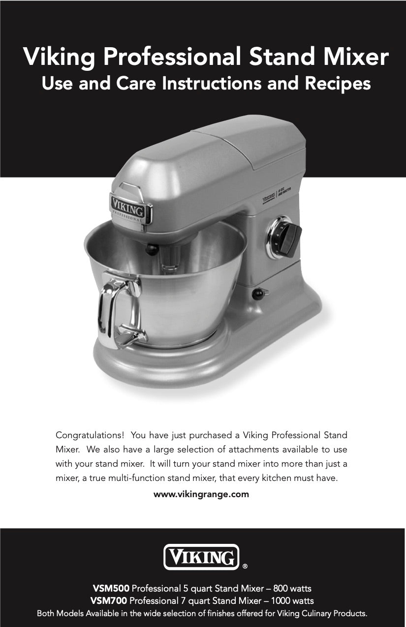 Viking Mixer Manual For Models VSM500/VSM700 - (Download)