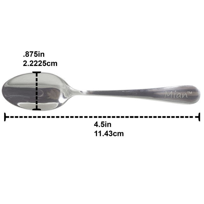 Measurement chart of a spoon with dimensions labeled