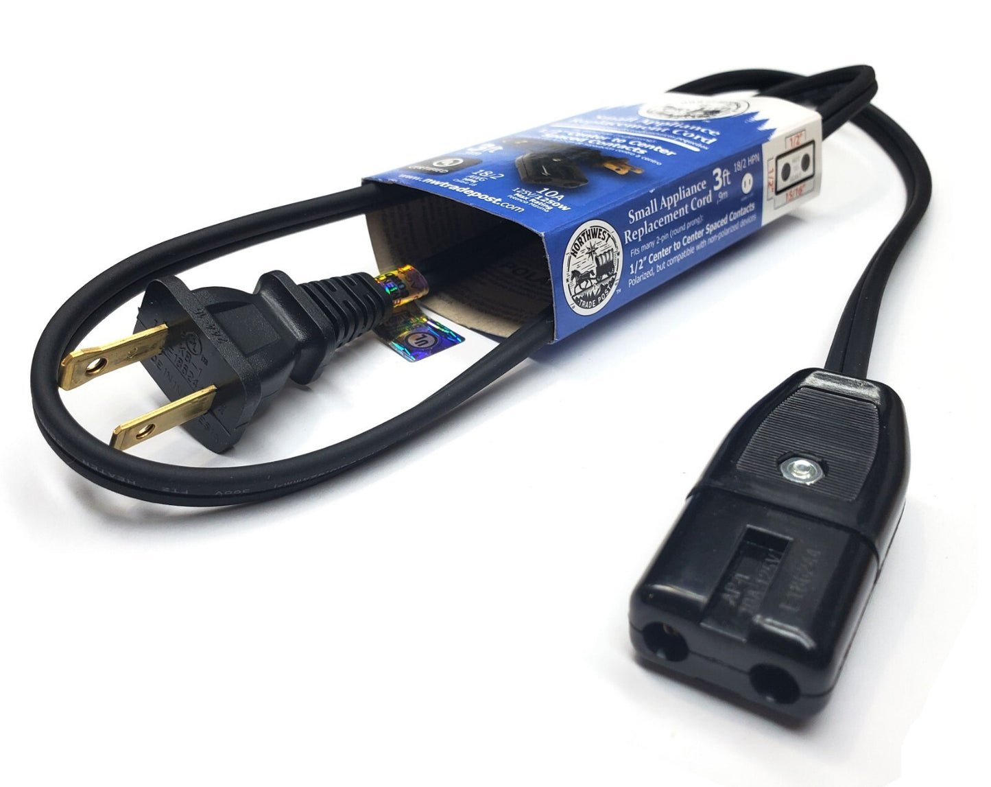 Replacement Power Cord for Vtg Universal Electric Toaster w/ 1/2" Spaced Prongs