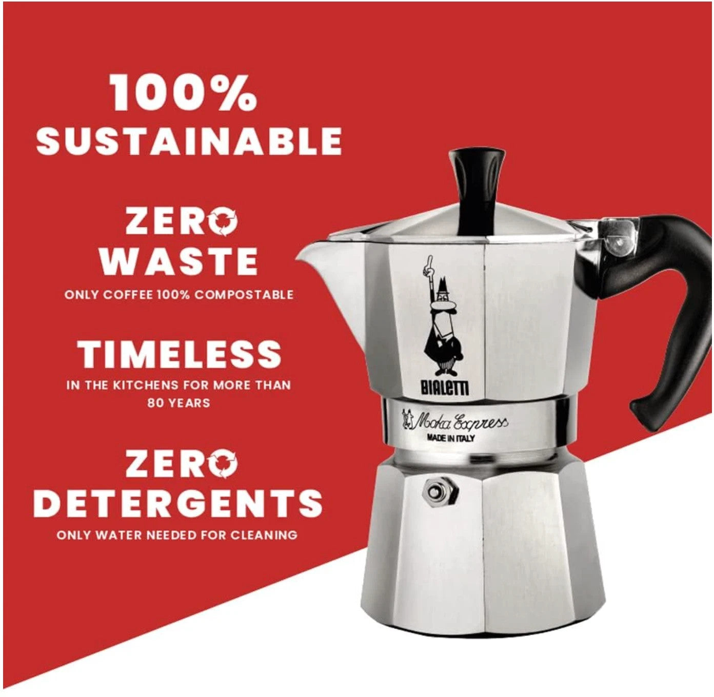 Bialetti Moka Express 3 Cup Iconic Italian Stovetop Espresso Maker - New