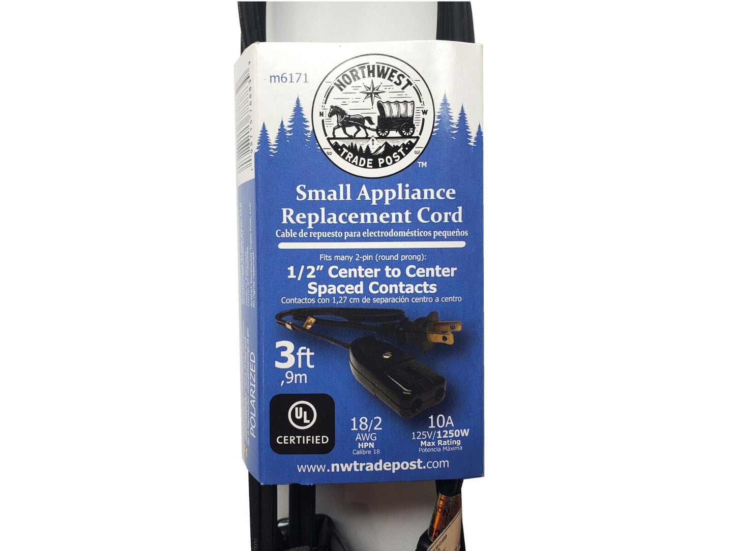 Northwest Trade Post small appliance replacement cord packaging on a white background